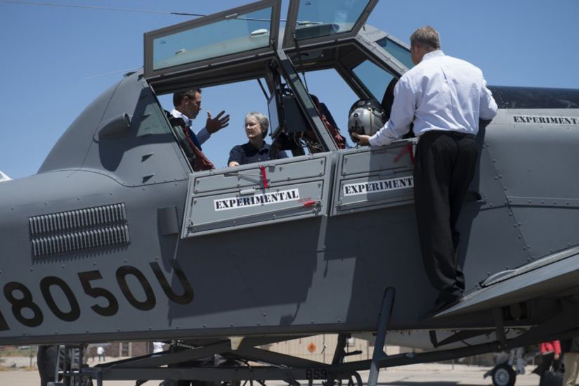 US Secretary of the Air Force Heather Wilson inspecting the OA-X 802L